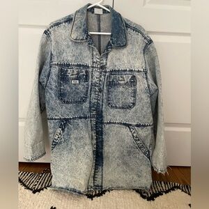 Women's vintage pulse acid Wash Light Blue denim chore jacket